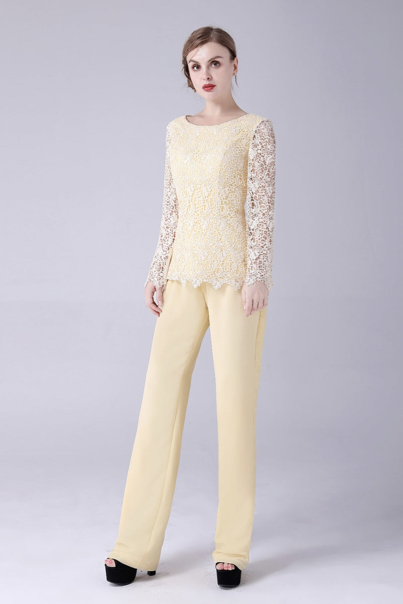 Jewel Lace Long sleeves Casual mother's suit-Ballbella