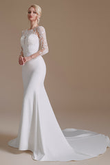 Jewel Lace Long Sleeves Mermaid Wedding Dress | Ballbella Design-Ballbella