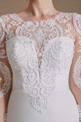 Jewel Lace Long Sleeves Mermaid Wedding Dress | Ballbella Design-Ballbella
