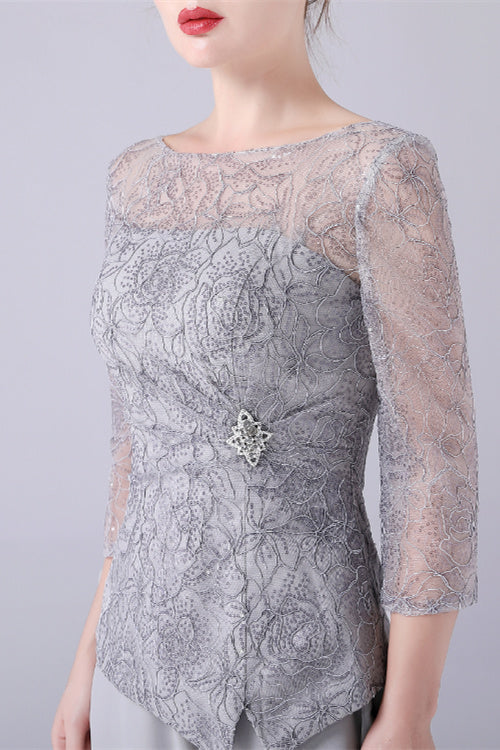 Jewel long sleeves lace boeknot mother's suit-Ballbella
