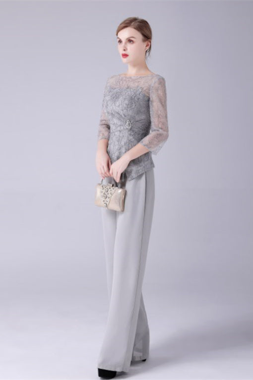 Jewel long sleeves lace boeknot mother's suit-Ballbella