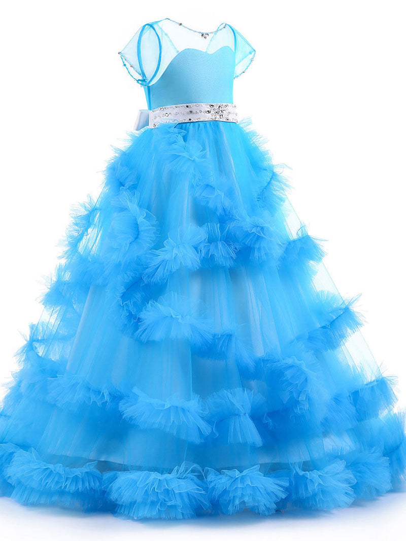 Jewel Neck Short Sleeves Rhinestones Kids Pageant flower girl dresses, Pink / 2 Years old Jewel Neck Short Sleeves Rhinestones Kids Pageant flower girl dresses, Pink / 2 Years old