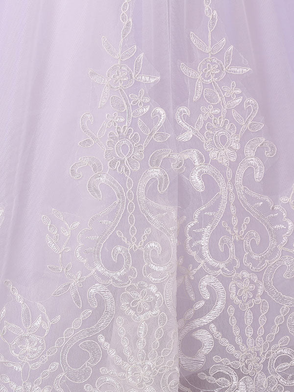 Jewel Neck Sleeveless Studded Formal flower girl dress-Ballbella