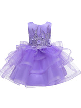flower girl dresses Jewel Neck Tulle Sleeveless Knee Length Princess Silhouette Beaded Kids Party Dresses