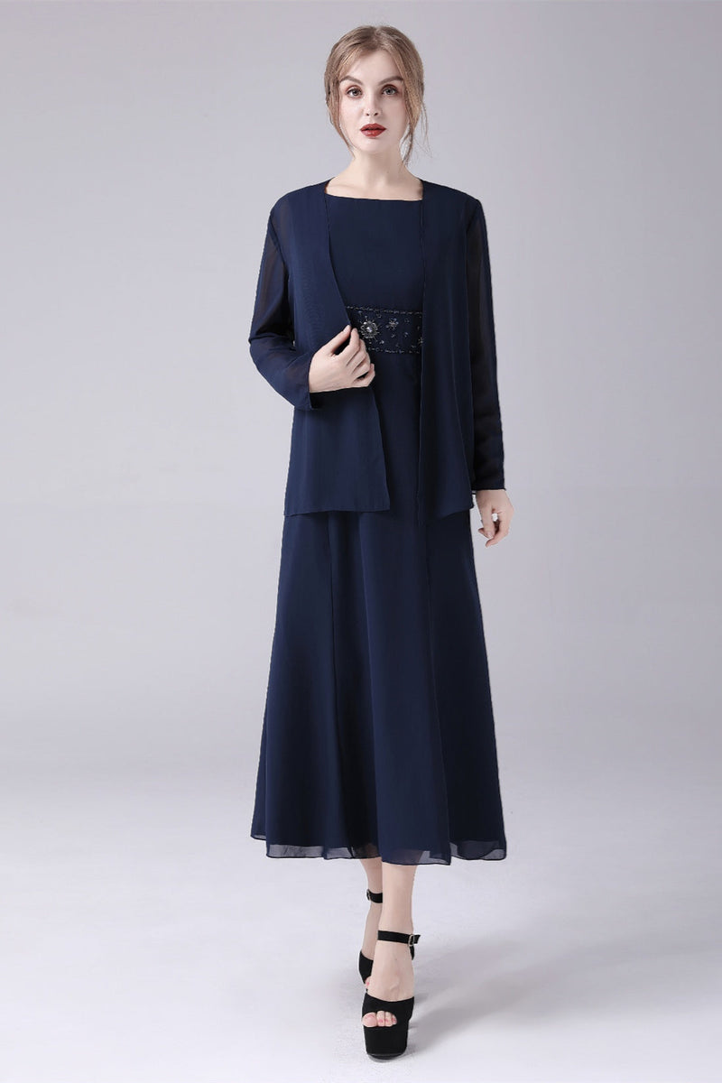 Jewel Strap Short sleeves Ankle-length Mermaid Vintage mother's dress-Ballbella