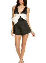 Jumpsuit/Pantsuit V-Neck Short/Mini Satin Homecoming Dresses With Bow(s)-Ballbella