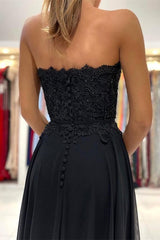 Lace Long Front Split Prom Dress Off-the-shoulder Evening Gown-Ballbella