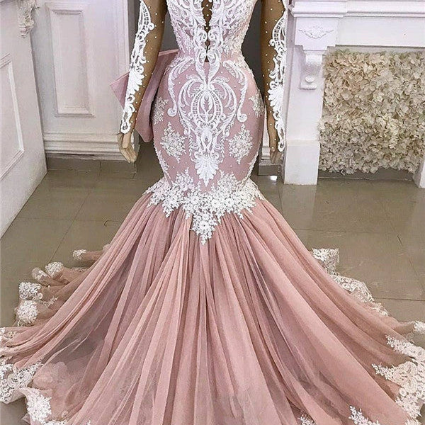 Lace Mermaid Appliques Formal Gowns Exquisite Evening Dresses