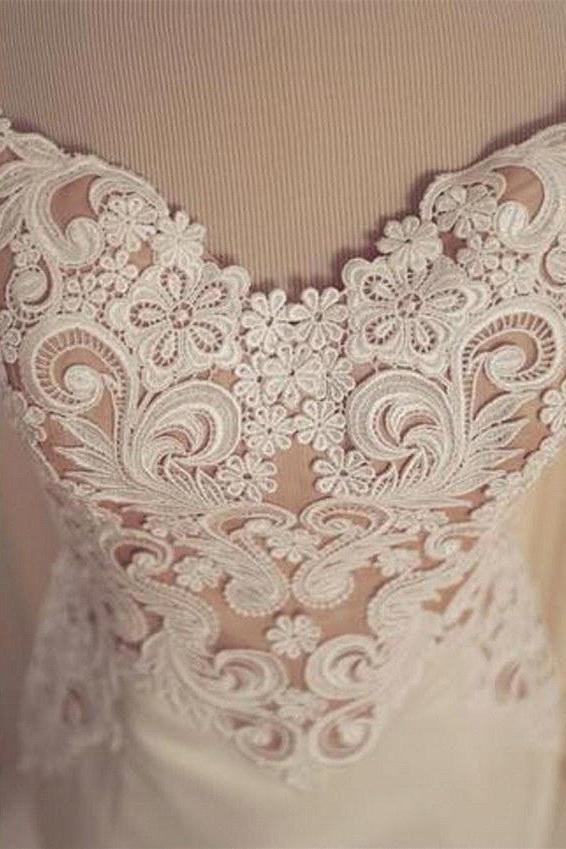 Lace Mermaid Tulle Bridal Gowns Open Back Sleeveless Modern Bridal Gowns Online-Ballbella