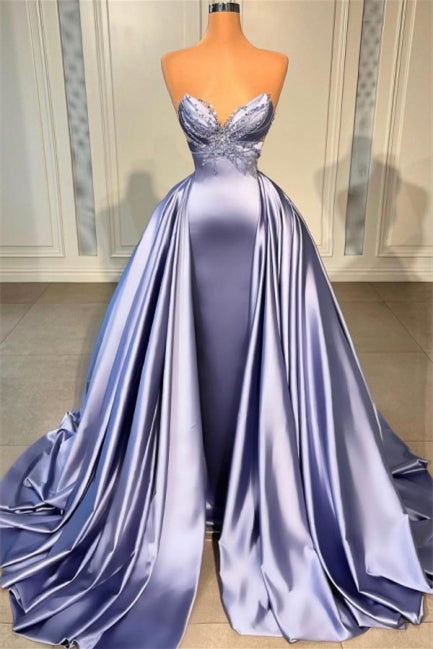 Lavender Long Glitter Sleeveless Prom Dress With Beads A-line-Ballbella