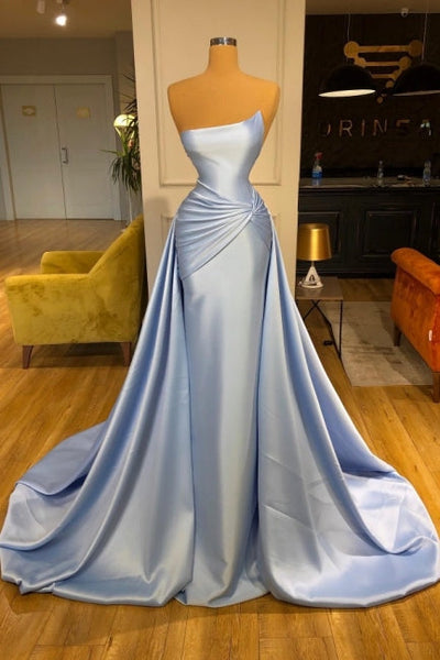 light blue dresses graduation Light Blue A-line Sleeveless Graduation Dresses Long Fabulous Prom Dresses