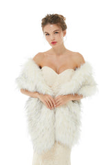 Light Gray Wedding Wrap Accessories Faux Fur Bridal Cover Ups-Ballbella