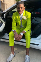 Light Green Notched Lapel Two-Button Prom Suit-Ballbella