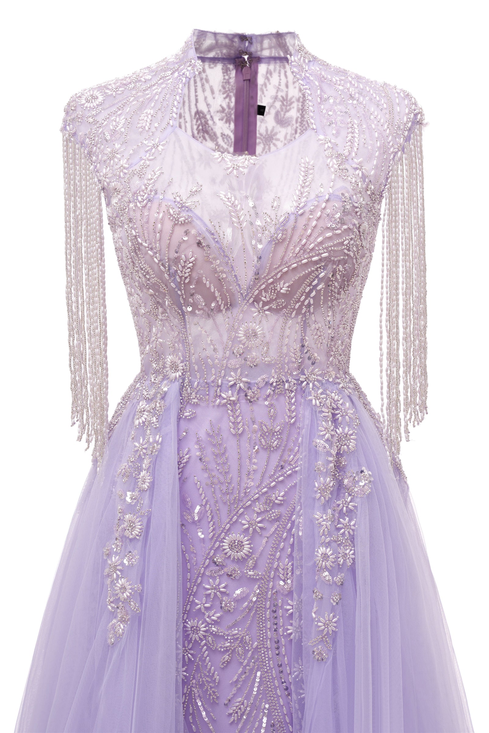 Lilac Long Sleeves Overskirt A-Line Evening Dresses