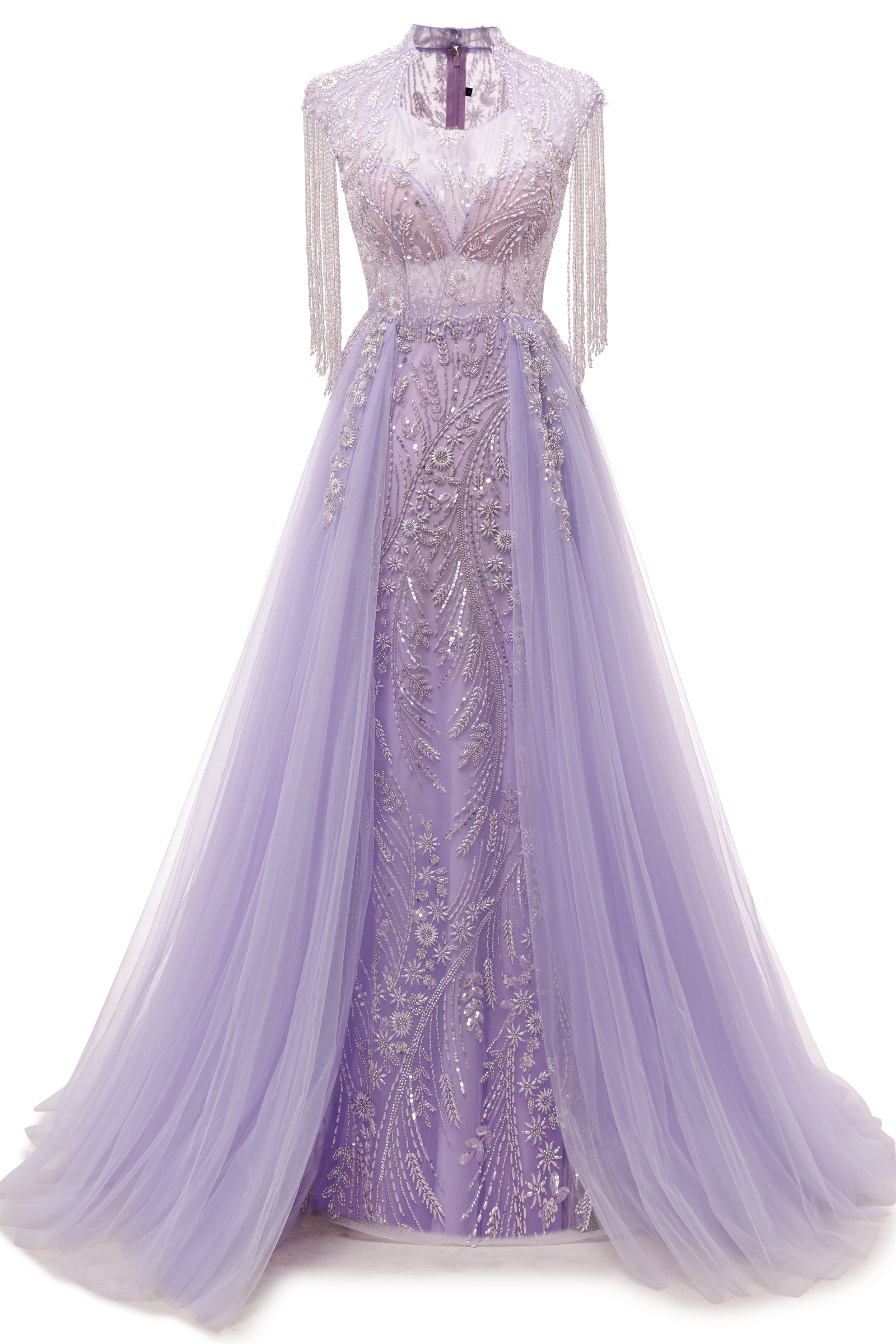 Lilac Long sleeves Overskirt A-line Evening Dresses Lilac Long sleeves Overskirt A-line Evening Dresses