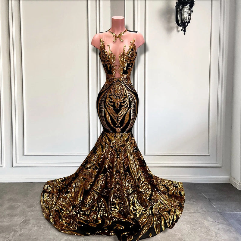 mermaid prom dresses black and gold Amazon.com: Maricopyjam Black Gold Sequined Mermaid Long Sleeve Prom Evening Shower Party Dress Celebrity Pageant Wedding Gown, 2 : Clothing, Shoes & Jewelry