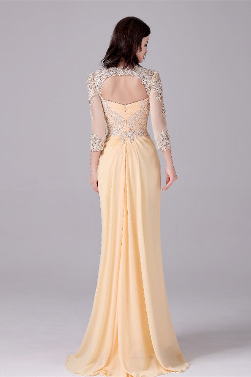 Long sleeves ankle-length sweetheart backless mermaid mother's dress-Ballbella