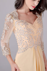 Long sleeves ankle-length sweetheart backless mermaid mother's dress-Ballbella