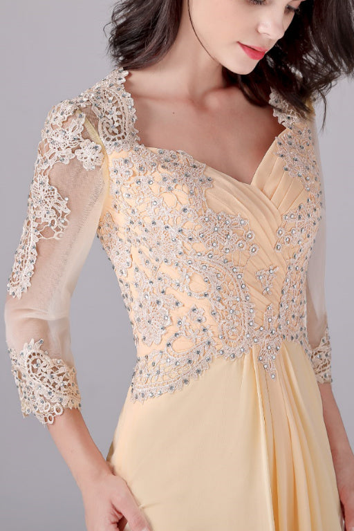 Long sleeves ankle-length sweetheart backless mermaid mother's dress-Ballbella