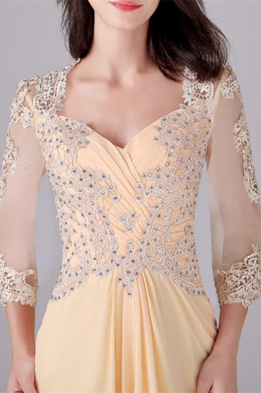 Long sleeves ankle-length sweetheart backless mermaid mother's dress-Ballbella