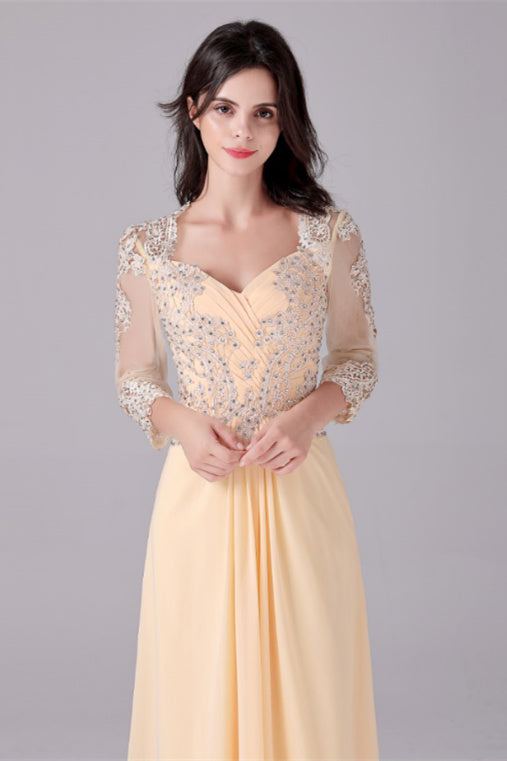 Long sleeves ankle-length sweetheart backless mermaid mother's dress-Ballbella