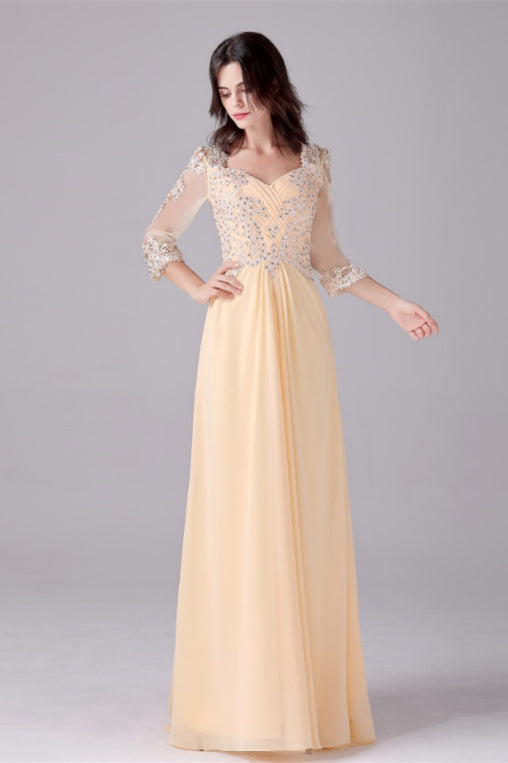 Long sleeves ankle-length sweetheart backless mermaid mother's dress-Ballbella