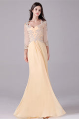 Long sleeves ankle-length sweetheart backless mermaid mother's dress-Ballbella
