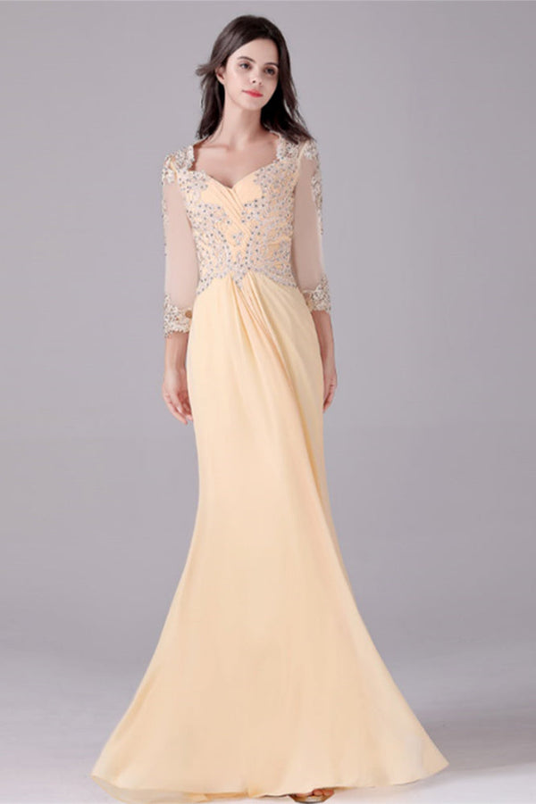 Long sleeves ankle-length sweetheart backless mermaid mother's dress-Ballbella