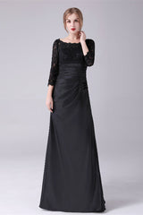 Long sleeves jewel ankle-length backless lace mermaid mother's dress-Ballbella