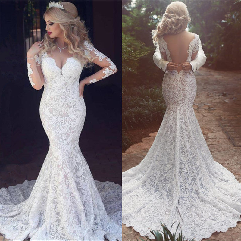 Ballbella custom made this retro lace mermaid wedding dress in high quality, we sell dresses online all over the world. Also, extra discount are offered to our customs. We will try our best to satisfy everyoneone and make the dress fit you well.