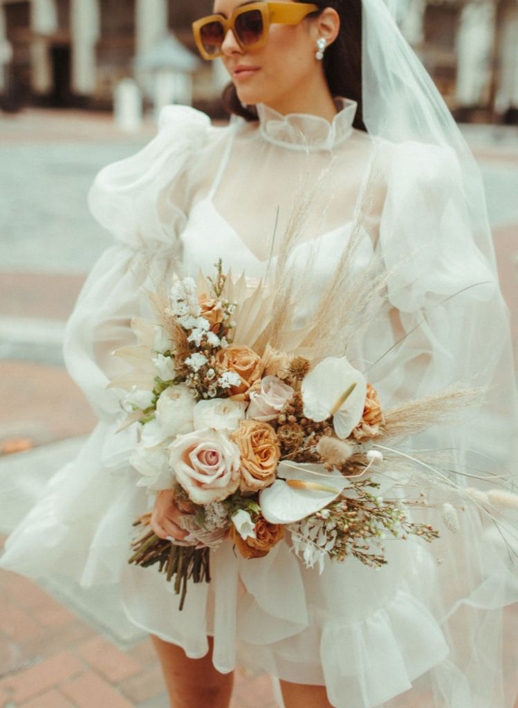 Long Sleeves Mini White Short Summer Wedding Dresses-Ballbella