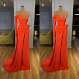 Long sleeves Strapless Orange Sequined Long Prom Dress-Ballbella