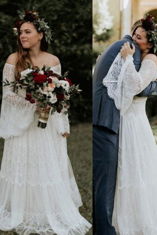 Ballbella custom made you this Long Sleevess Beach Beach Garden Tulle White Loose Wedding Dress comes in all sizes and colors. Welcome to pick the most fabulous style today, extra coupons to save a lot.