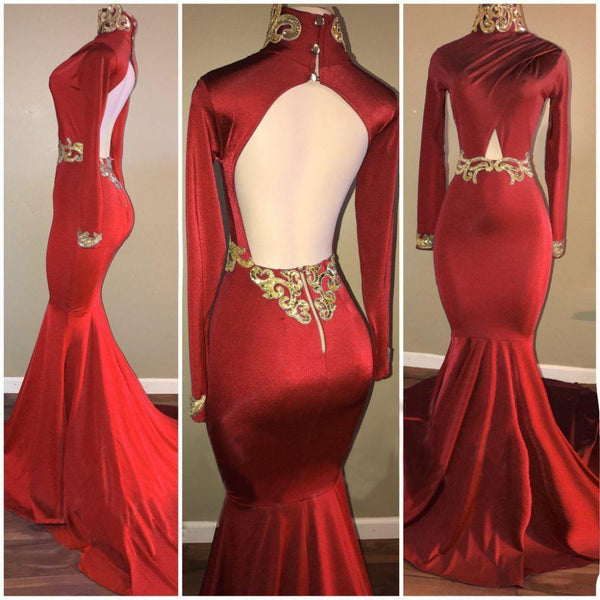 Ballbella offers Long Sleevess High Neck Hollow Back Mermaid Prom Dresses at a cheap price from  to Mermaid hem. Gorgeous yet affordable Long Sleevess Real Model Series.