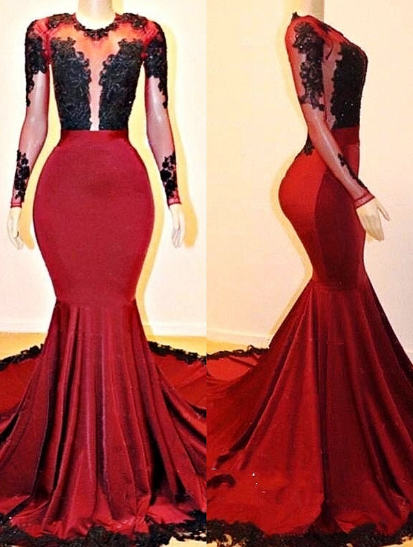 Ballbella offers Long Sleevess Mermaid Appliques Sheer Prom Dresses at a cheap price from  to Mermaid Floor-length hem.. Shop for Gorgeous yet affordable Real Model Series.