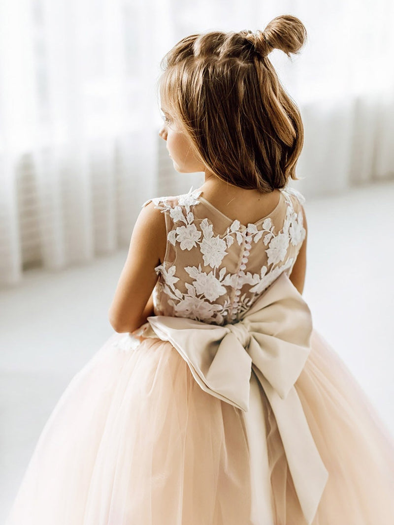 Lovely Puffy Sleeveless Flower Girl Dresses Lace Appliqued Ballbella Lovely Puffy Sleeveless Flower Girl Dresses Lace Appliqued Ballbella