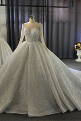 Ballbella offers Luxurious Ball Gown Long Sleeves Crystal Beading Wedding Dress A-line Classic at a good price, 1000+ options, fast delivery worldwide.