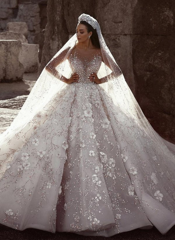 Ballbella Offer you this Luxurious Beading Floral Bridal Gowns at factory price, extra coupons to save you a heap.