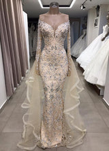 Shop for Luxurious Long Sleeves off-the-shoulder Prom Party Gowns with fully-covered beads at best prices. Ballbella has the best handmade details for fully beaded prom dresses online.