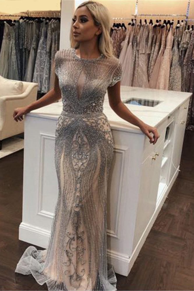 Ballbella offers Luxurious Mermaid Halter Rhinestones Prom Party Gowns with Tassel with fast and free shipping. Get one more free dress on orders over $150.