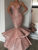 Luxurious Mermaid Sweetheart Crystal Prom Dresses,  Evening Gowns. Free shipping,  high quality,  fast delivery,  made to order dress. Discount price. Affordable price. Ballbella Official.