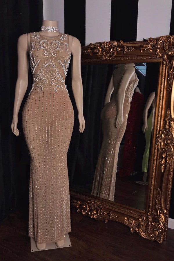 Looking for Prom Dresses, Evening Dresses, Real Model Series in Column style,  and Gorgeous Beading work? Ballbella has all covered on this elegant Luxurious Sleeveless Pearls Beading Long Mermaid Evening Dresses.