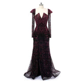 Luxury Asymmetrical Long Sleeves Mermaid Prom Dresses Column Backless With Beads-Ballbella