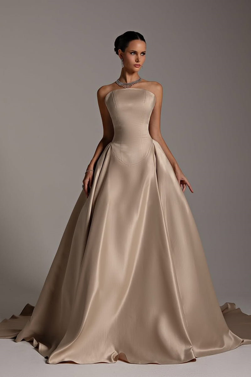 luxury satin dresses Embellished Luxury Satin Gown