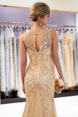 Ballbella offers MARVEL Mermaid Sleeveless Long Evening Dresses with Gorgeous Beading at a cheap price from Gold, Silver,  Tulle to Mermaid Floor-length hem. Gorgeous yet affordable Sleeveless Prom Dresses, Evening Dresses.