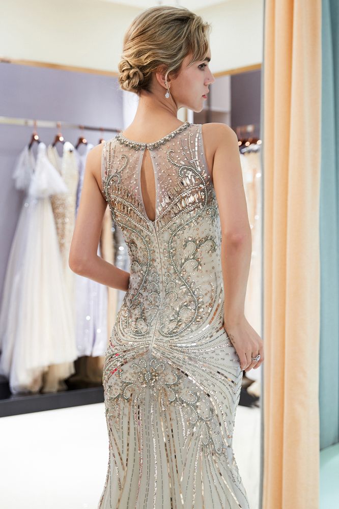 Ballbella offers MARVEL Mermaid Sleeveless Long Evening Dresses with Gorgeous Beading at a cheap price from Gold, Silver,  Tulle to Mermaid Floor-length hem. Gorgeous yet affordable Sleeveless Prom Dresses, Evening Dresses.