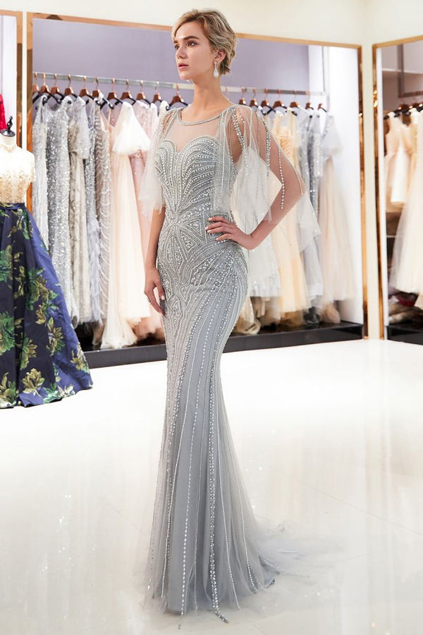 Ballbella offers MAXINE Mermaid Sweetheart Illusion Neckline Sequins Beading Evening Dresses at a cheap price from Gold, Gray,  Tulle to Mermaid Floor-length hem. Gorgeous yet affordable Sleeveless Prom Dresses, Evening Dresses.