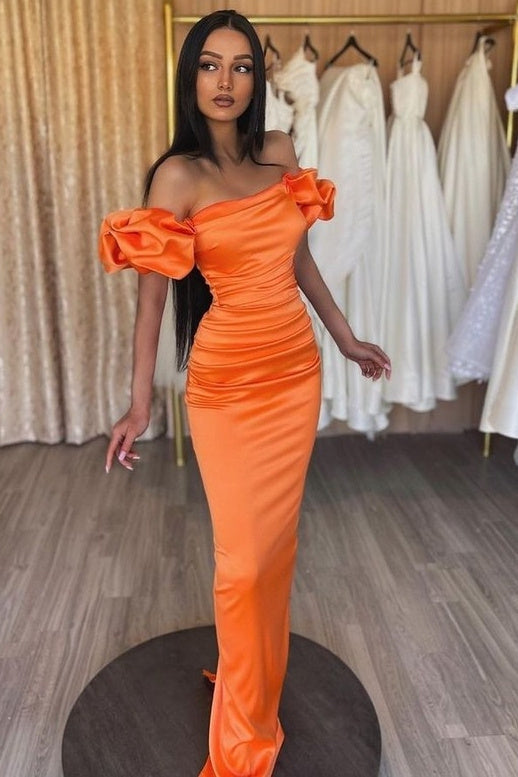 Mermaid Asymmetrical Bubble sleeves Floor-length Backless Prom Dress-Ballbella