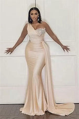 Mermaid Asymmetrical Floor-length Sleeveless Open Back Applique With Side Train Prom Dress-Ballbella