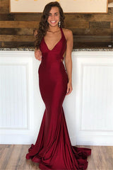 Shop the latest fashion Mermaid Burgundy Halter V-Neck Sleeveless Backless Prom Dresses today at Ballbella, free shipping & free customizing, 1000+ styles to choose from, shop now.